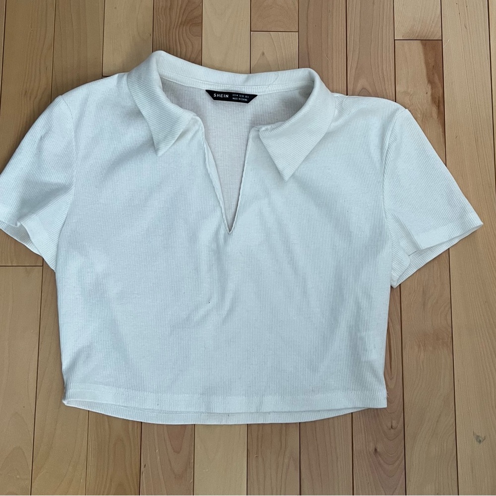 SHEIN white Collared Crop Top